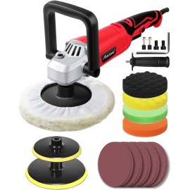AVID POWER 1200W 7"/6" Rotary Car Buffer Polisher, 6 Speed Waxer Kit with Dual Handles