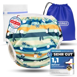 KIDVERSE Baby Swim Nappy, 0-3 Years, Skin-Friendly Swim Nappies, Reusable & Absorbent, Baby Swim Nappy Including Carry Bag & Laundry Net, Size Adjustable Swim Nappies Baby
