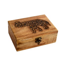 Antique Handmade Wooden Engraving Hand Carved Jewellery Box for Women-Men Jewel | Home Decor Accents | Decorative Boxes | Storage & Organiser (7" x 5" x 2.5", Elephant)