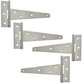 2X Pairs of Galvanised 250mm/10" T-Hinges - Zinc Gate/Trailer/Shed Tee Hinges
