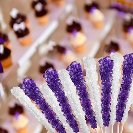 Extra Large Rock Candy Sticks: 36 Purple Crystal Rock Candy Sticks - Grape - Individually Wrapped for Party Favors, Candy Buffet, Showers, Receptions, Bridal and Baby Showers