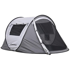 EchoSmile Camping Instant Tent, 2 to 8 Person Pop Up Tent, Water Resistant Dome Tent, Easy Setup for Camping Hiking and Outdoor, Portable Tent with Carry Bag, for 4 Seasons (White&Gray(2 Person))