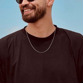 GLIJWELE Sterling Silver Chain for Men, Silver Chain for Men 2mm Mens Silver Chain Sterling Silver Chains for Men Sterling Silver Chain for Men 24 inch Cable Box Chain Silver Mens Necklace