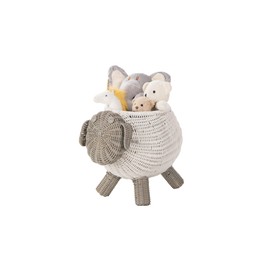 Rattan Sheep Kids Storage Basket, White & Gray