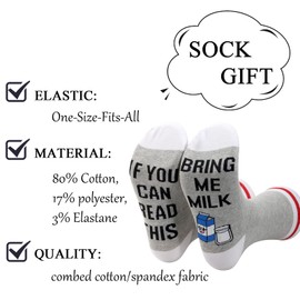 ZJXHPO Milk Lover Socks If You Can Read This Bring Me Milk Novelty Socks Gag Gift Milk Crew Sock Vegan Sock Vegetarian Gift (C-Read Milk)