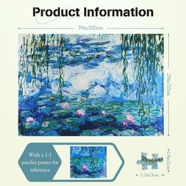 Misitu Jigsaw Puzzle 2000 Pieces for Adults - Water Lilies - Challenging Family Game Home Decoration