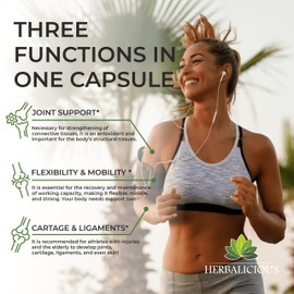 HERBALICIOUS Bovine Collagen Supplements for Men and Women I Hydrolyzed Grass Fed Bovine Collagen Peptides Dietary Supplement for Joint, Nerve & Bone Support - Non-GMO, Anti-Aging - 100 Capsules