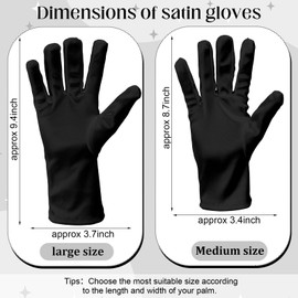 Sumind Women Short Satin Gloves Silk Opera Gloves for Tea Party Formal Dancing Wedding Bridal Banquet 1920s(Medium, Black)
