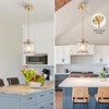 RUIBOOXIN Gold Glass Pendant Lights Kitchen Island, Water Ripple Round