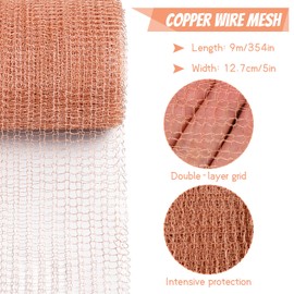 Cozlly 9 m x 12.7 cm Copper Net Against Snails, Copper Mesh Roll, Copper Mesh Knitted Copper Filter Net, Cuttable Copper Mesh, Copper Mesh for Distilling, for Garden, Mouse, Insects