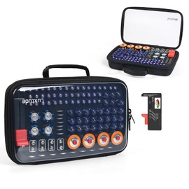 Luxtude Battery Holder Organizer with Tester, Clear Batteries Storage Organizers Holds 102 PCS, Hard Battery Organizers Storage Case, Drawer Caddy & Daddy, (Batteries Not Included)