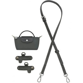 Umiup Cowhide Leather Purse Strap Replacement Crossbody Handbag for Longchamp Pouch With Handle Mini Bag Adjustable Conversion Kit for Long Champ Le Pliage Bag W: 0.43in L: 37.4-47.2in Graphite Gray B