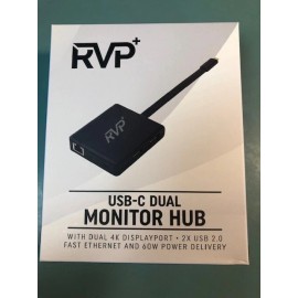 rvp USB-C Dual Monitor Hub- Dual 4K DisplayPort, 2x USB 2.0, 60W Delivery