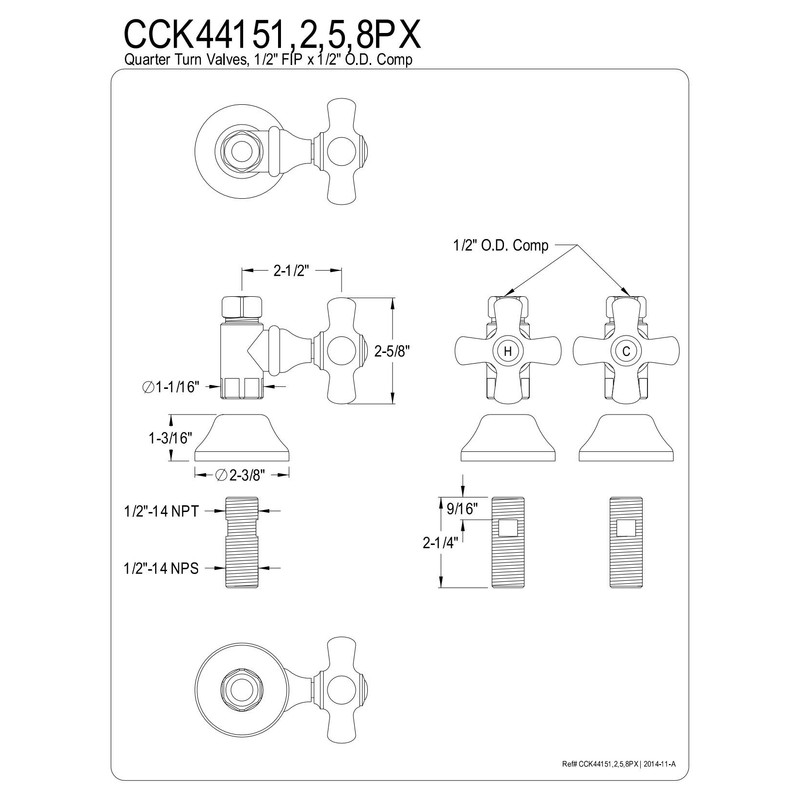 Kingston Brass CCK44151PX Straight Stop Shut Off Valve, Polished Chrome