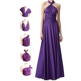 INFIWING Infinity Dresses for Women with Bandeau, Plus Size Wrap Dress Long Maxi Bridesmaids Convertible Dresses, Wedding Guest Multiway Dresses Purple