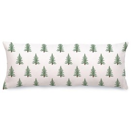 GEEORY Christmas Pillow Cover 14 x 36 Inch, Green Xmas Trees White Farmhouse Decorative Throw Pillowcase for Home Sofa Couch Cushion Decoration G441-14