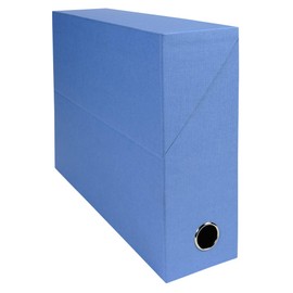 Exacompta - Ref 89522E - Canvas Transfer Box - 250 x 330mm in Size, Suitable for Storing A4 Documents, 90mm Spine, Metal Finger Hole, Spine Label - Light Blue
