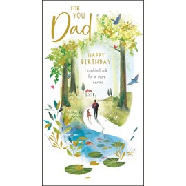 Dad Birthday Card - Forest Dog Walk - Artistic Scenic Design - Special Finishes and Illustrated Insert Leaf - Made in the UK