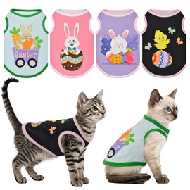 LyssKMK 4 Pack Easter Dog Shirts Easter Eggs Rabbit Tank Tops for Small Medium Dogs Chick Carrot Easter Themed Pattern Sleeveless Vests for Cats Puppies M