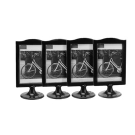 Rikyo 4 Pack Standing Photo Frames,Self Standing Photo,Vertical Mount Sign Holders 4x6, Double Sided Tabletop Display,Each Frame Holds 2 Pictures,School,Wedding Party Table Numbers Holder (Black)