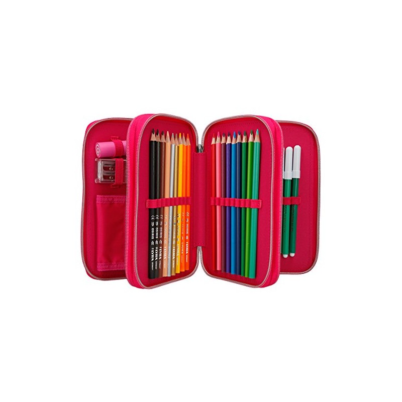 Miss Melody 10057 Triple Pencil Case, Palette Illette Pink
