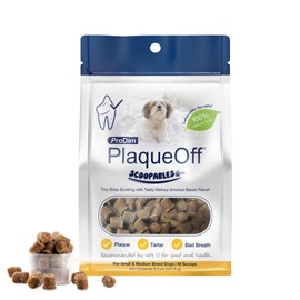 ProDen PlaqueOff Scoopables - Hickory Smoked Bacon Flavor Dental Bites for Small Dogs, Natural Kelp for Plaque & Tartar Control, Freshens Breath - Small & Medium Breed Dental Care- 45 Scoops