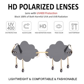Dollger Rimless Cute Sunglasses For Women Trendy Vintage Creative 90s Sunglasses Funny Cloud Shaped Disco Glasses (A Grey)