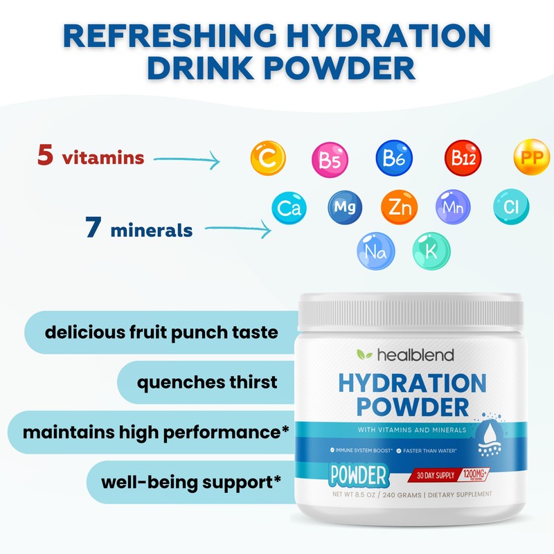healblend Hydration Powder - Electrolytes Drink Mix with Magnesium, Zinc,