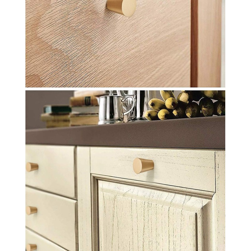 YANGQIHOME 10 Pack Gold Brass Cabinet Knobs, Pull Handle for