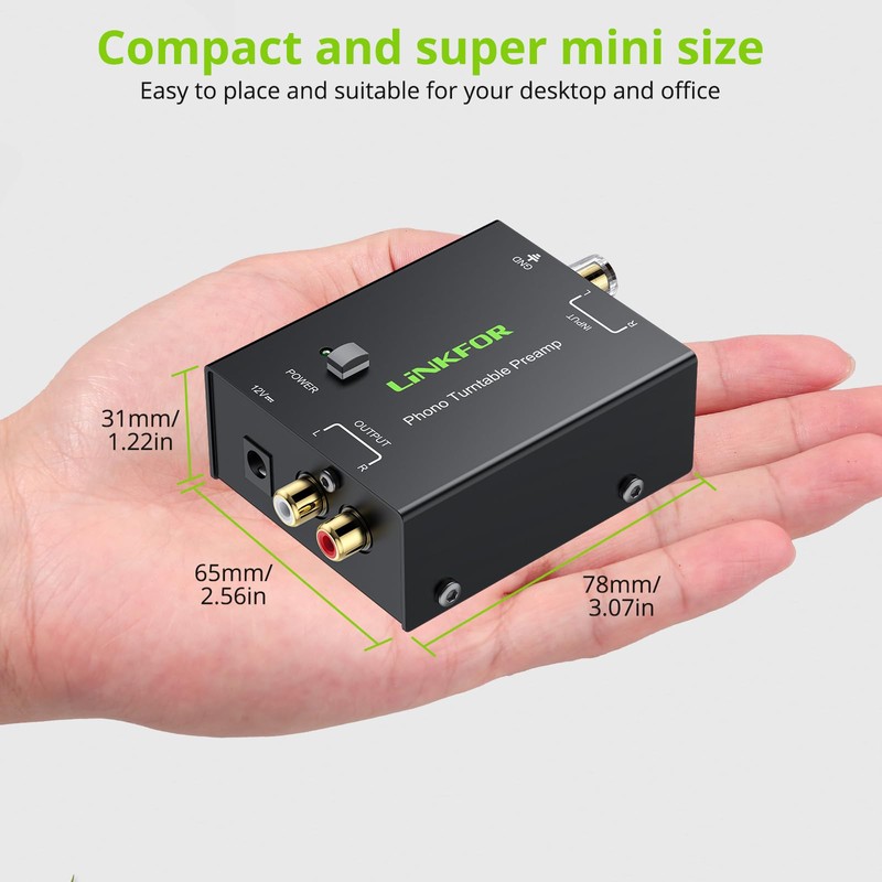 LiNKFOR Phono Turntable Preamp,PP900 Ultra-Compact Phono Preamplifier Mini Electronic Audio