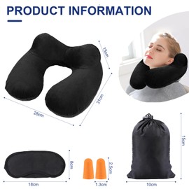 AiQInu Aufblasbares Nackenkissen Reisekissen, Ergonomisch Kompakte Schnell Nackenkissen Aufblasbar mit Waschbarem Kissenbezug für Reisen mit dem Auto, Flugzeug, Zug, Büro, Familie