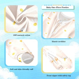 Daisy Flower Goose Duck Baby One-Piece Footies Newborn Rompers Pajamas Cotton Footed Pjs for Sleep Play Boys Girls 6M