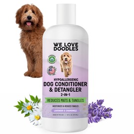 Dog Conditioner & Detangler, 2-in-1 Conditioner for Allergies & Itching, Made in USA, Lotion Treatment for Dogs, Perfect for Poodles, Doodles, & Goldendoodles, 16oz [We Love Doodles]