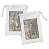 Lunarable Retro Fabric Pouch Set of 2, Composition at the