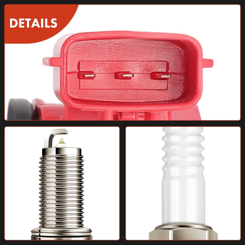 A-Premium (Red) Set of 12 Ignition Coil Pack and Iridium