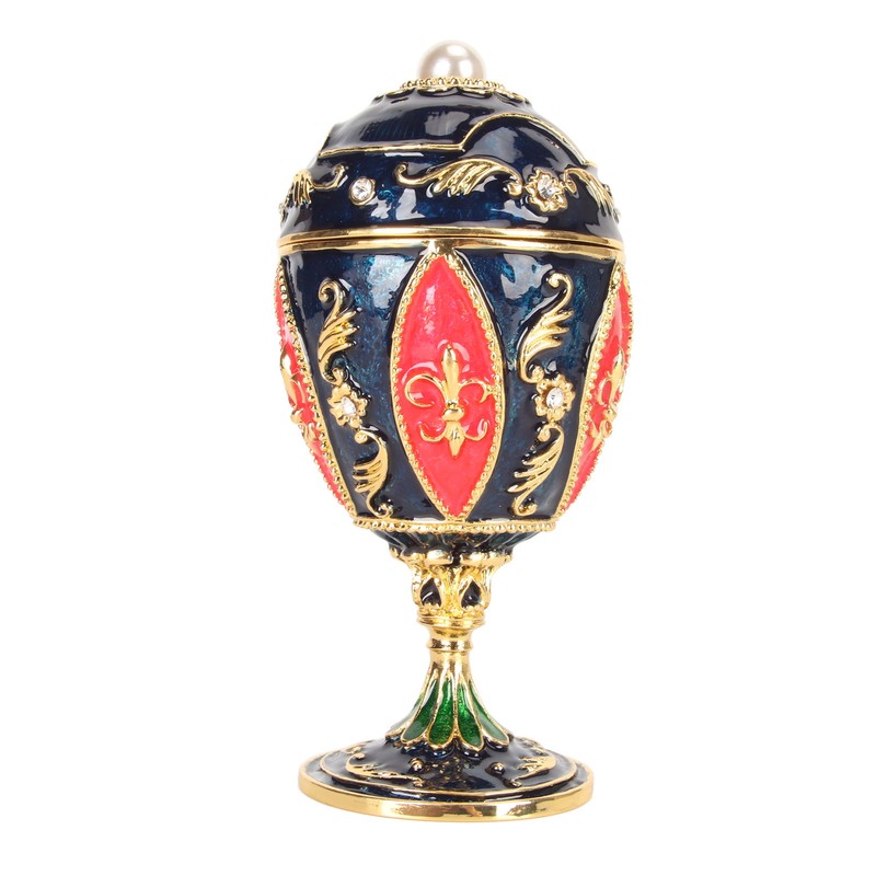 Egg Shaped Trinket Boxes Rhinestones Inlay Hand Painted Enamel Delicate
