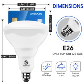 Energetic BR40 LED Light Bulbs,Indoor Flood Light,Dimmable,2700K Soft White,110W Equivalent,1600LM,E26 Base,Recessed Can Lights,High Lumen,Flicker Free,UL Listed,4 Pack