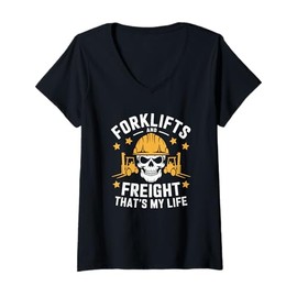 Womens Forklifter Operator, Forklifts And Freight Thats My Life V-Neck T-Shirt