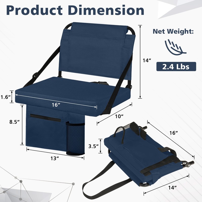 Besunbar Stadium Seats for Bleachers 2 Pack w/Back Support Bleacher