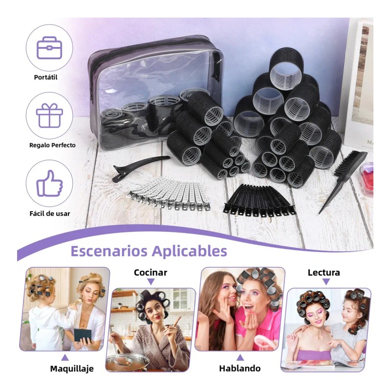 65 Pzs Tubos Rizadores De Cabello Con Abrazadera Plstica