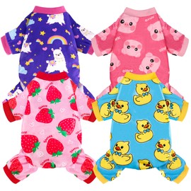 4 Pack Dog Pajamas Soft Lightweight Dog Recovery Suit Onesie Clothes for Small Medium Female Pet Boys Girls Dogs
