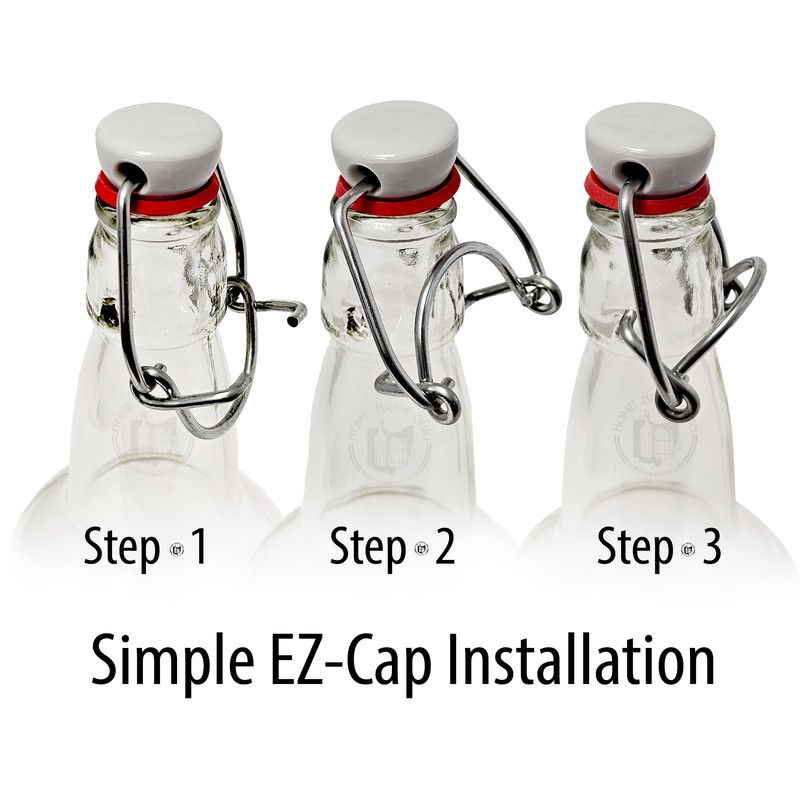 EZ Cap Bottles - 16 oz Clear Swing Top (Qty