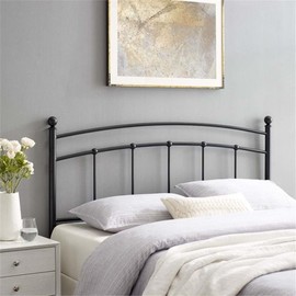 Pemberly Row Modern Powder Coated Iron King Headboard in Black