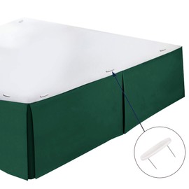 Clara Clark Pleated Bed Skirt - 14 inch Tailored Drop - Luxury Microfiber Dust Ruffle - Includes 8 Pins, Full Size, Hunter Green