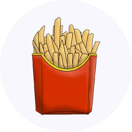 24 x 40mm Round 'Fast Food Fries' Stickers (SK00048592)