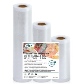 YISH Vacuum Sealer Bags, 3 Rolls of Vacuum Sealers, Food Bags, 15/20/28 x 300 cm, Professional Foil Rolls, BPA-Free, Vacuum Bag for All Vacuum Sealers and Sous Vide, Reusable, Strong and