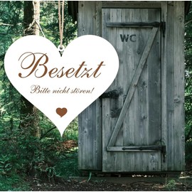 Dekolando Home Accessories Heart Plaque Engraved Toilet Door Sign 13 x 12 cm [German Language]