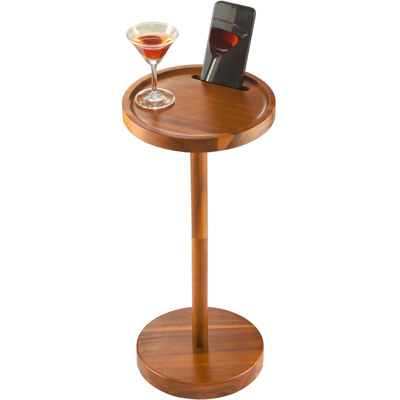 Drink Table, 24.4" Tall Compact Side Table with Phone Slot