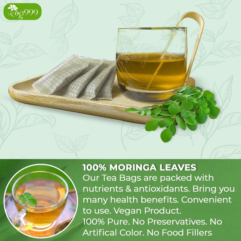 TOG999, Premium 60 Moringa Leaf Tea Bags, 100% Natural &