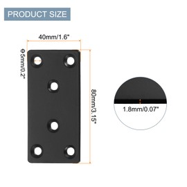sourcing map 3 Set Flat Repair Plates, 1.6 x 3.15 Inch Stainless Steel Flat Straight Brace Bracket Mending Joining Plates with Screws for Fixing Wooden Furniture Corner, Black